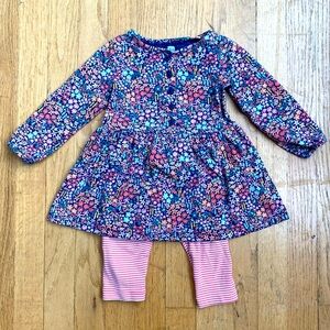 Tea Collection outfit, dress with leggings, Size 18-24/2T